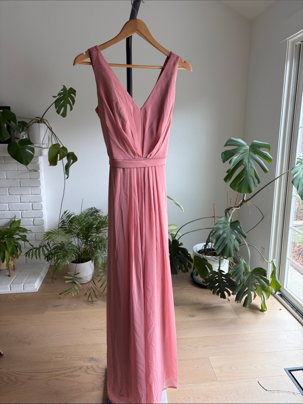 Bella Desert Rose Bridesmaid Dress – Size 6-8 easily, Chiffon & Removable Belt